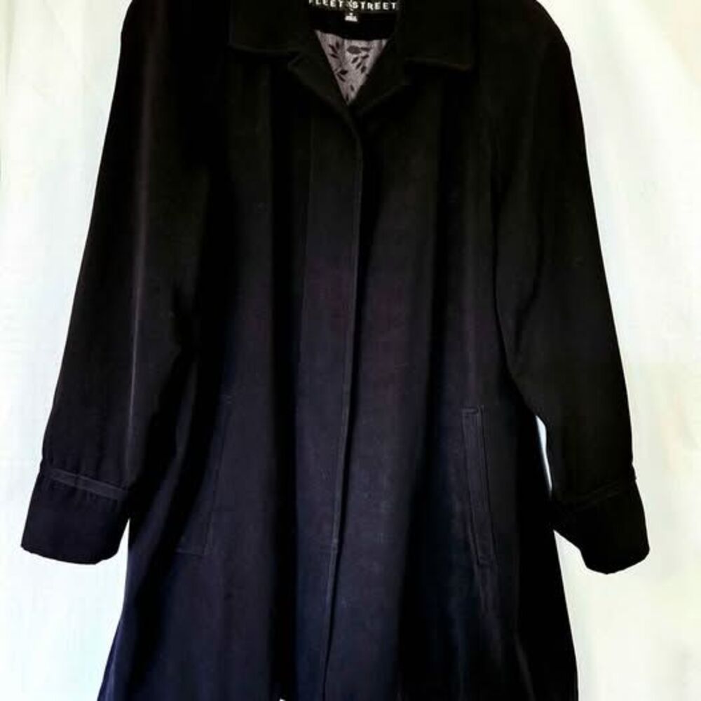 Black Mid Length All Weather Trench Career Jacket Women's Medium Fleet Street